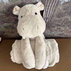 Pottery Barn Baby Hippo Stuffed Animal and Plush Blanket